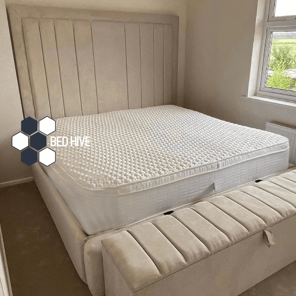 Oasis Panel Strip Lines Fabric Upholstered Bed