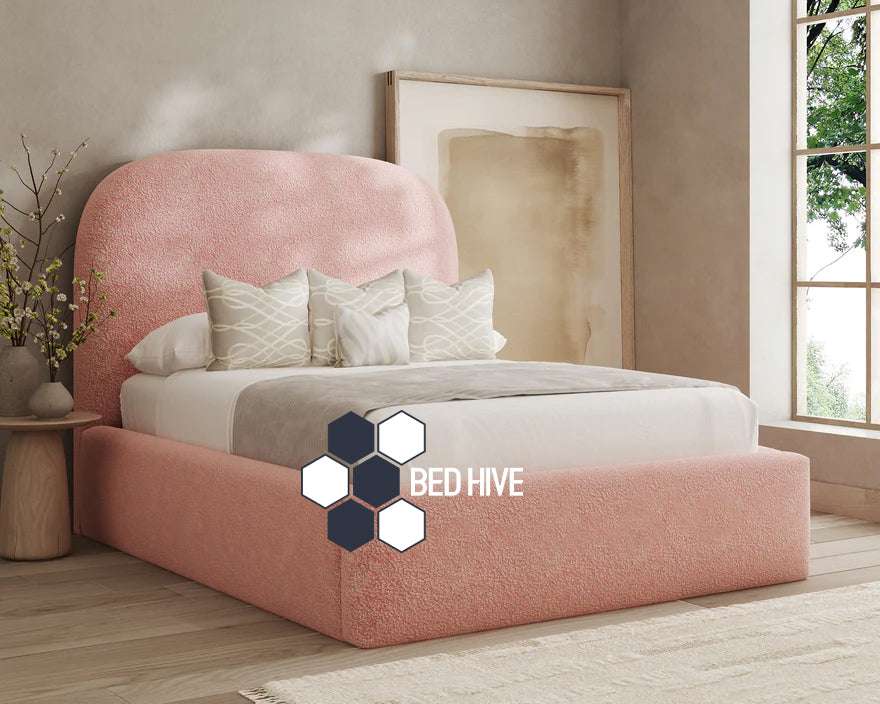 Dale Boucle Bed Frame Bed With Optional Ottoman Gas Lift Storage