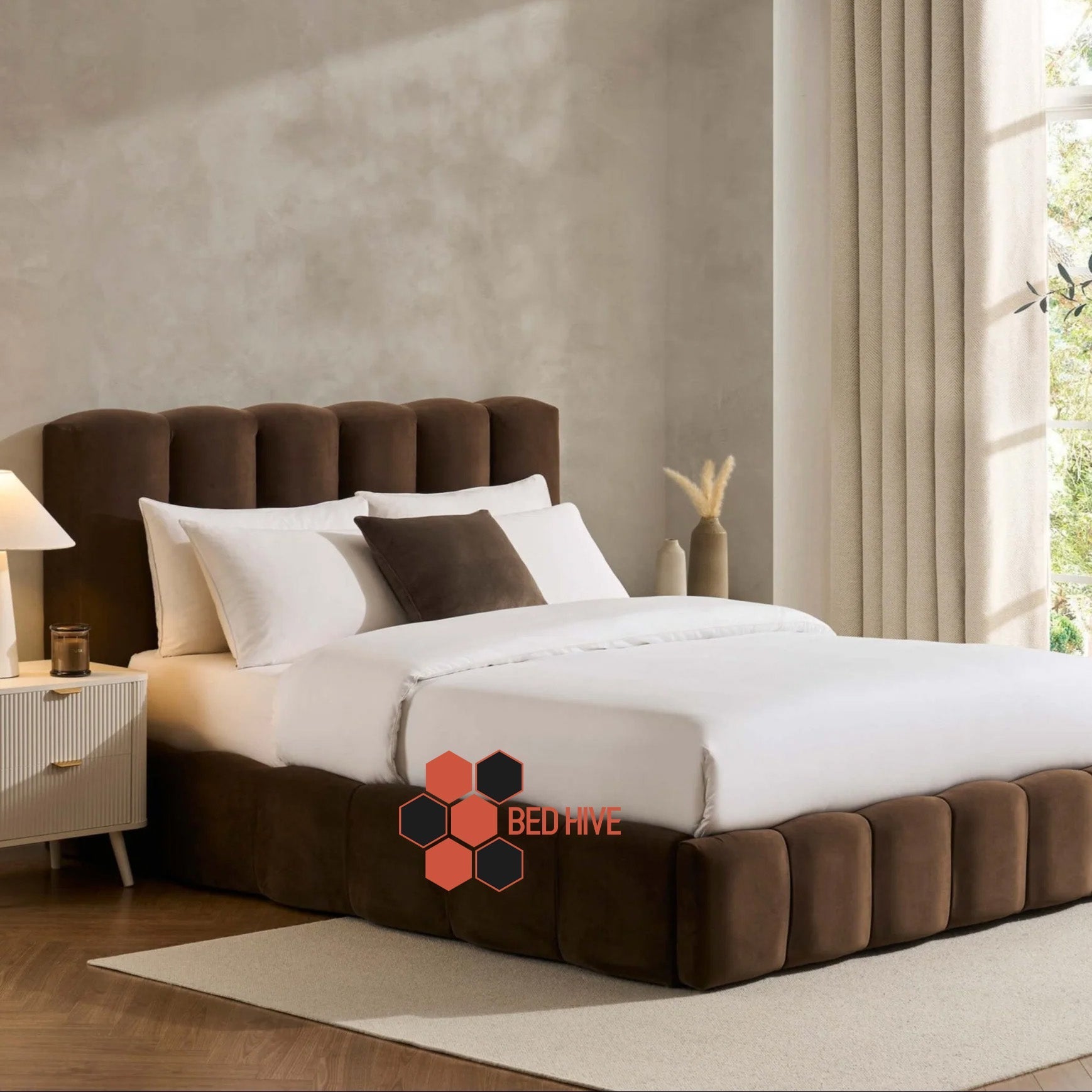 Marlene Bubble Cloud Bed With Optional Ottoman Gas Lift Storage