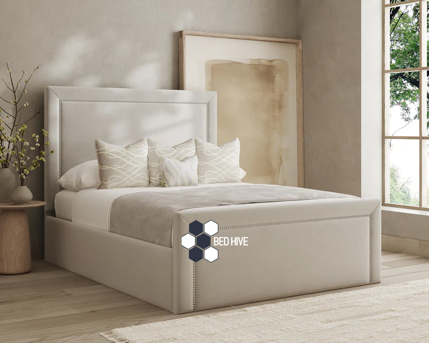 Studding Plain Bed Frame With Optional Storage