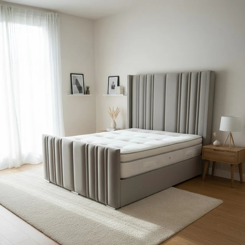 Dulux Wingback Footboard Bed With Optional Ottoman Gas Lift Storage
