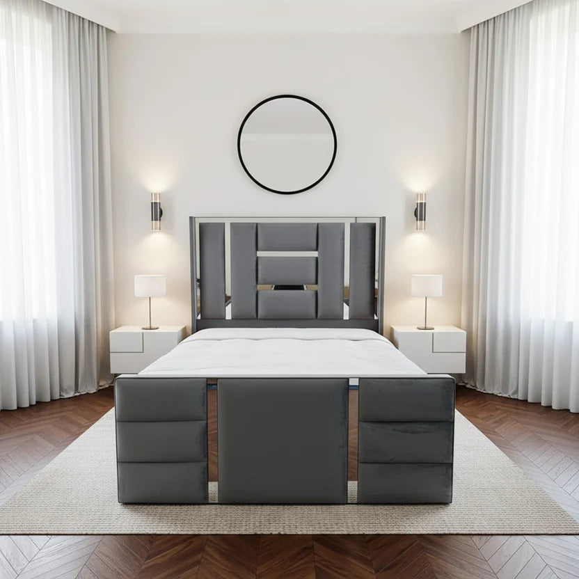 Leone Luxury Bed Frame With Optional Ottoman Gas Lift Storage