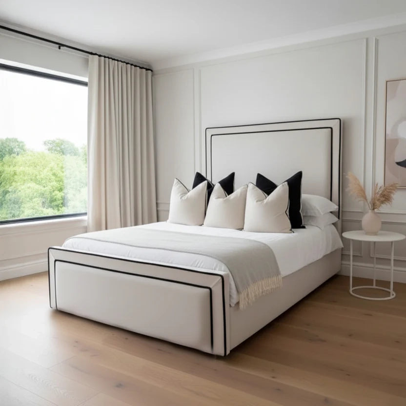 Plain Strip Bed With Optional Ottoman Gas Lift Storage