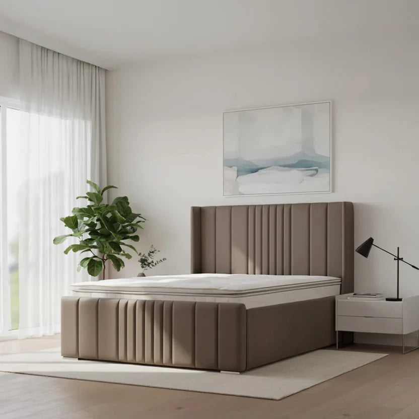 Lebara Wing Footboard Bed With Optional Ottoman Gas Lift Storage