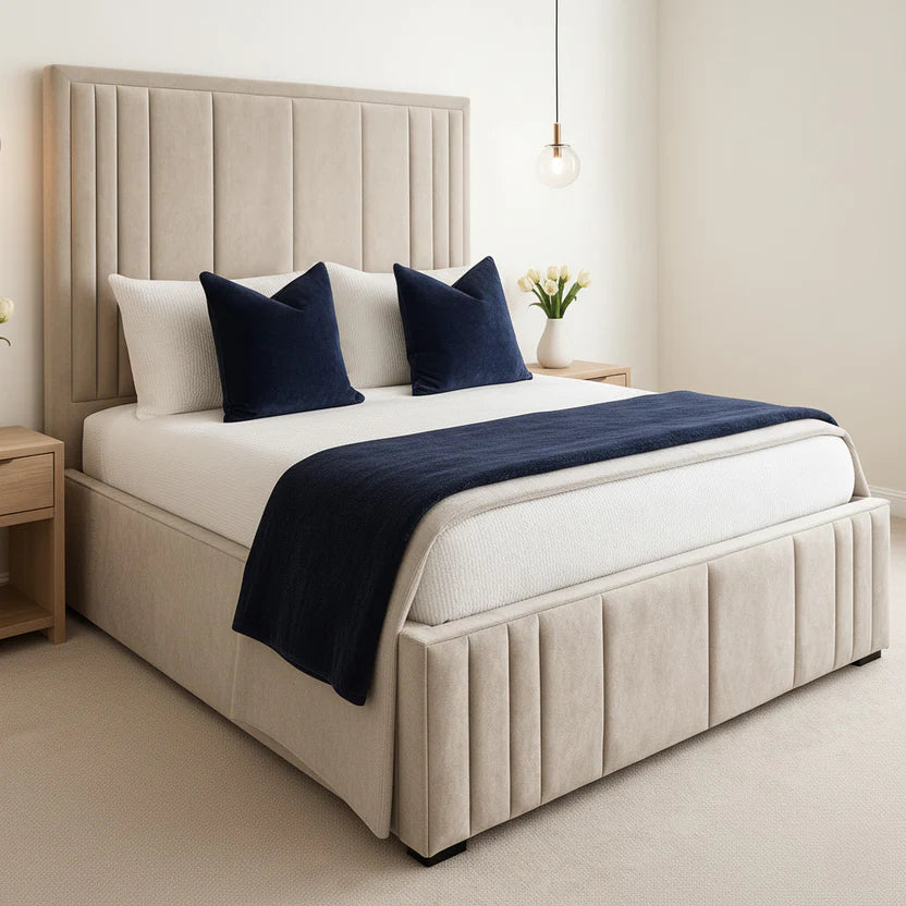 Slava Bumper Footboard Bed With Optional Ottoman Gas Lift Storage