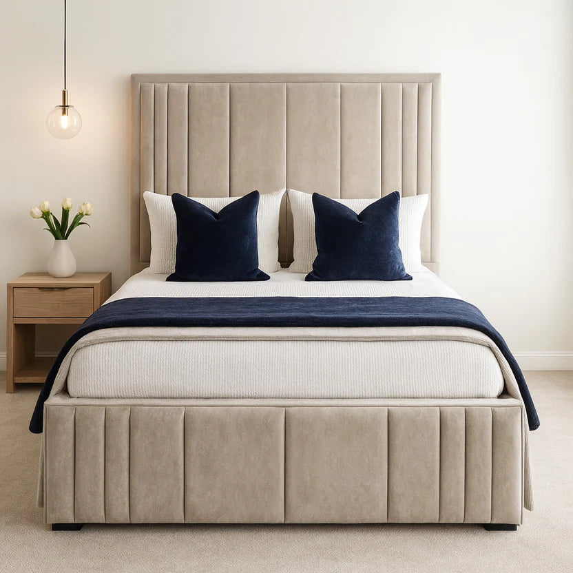 Slava Bumper Footboard Bed With Optional Ottoman Gas Lift Storage