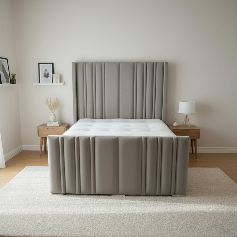 Dulux Wingback Footboard Bed With Optional Ottoman Gas Lift Storage
