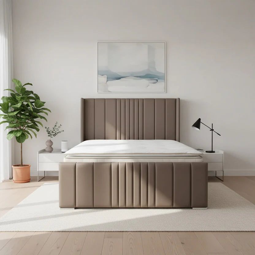 Lebara Wing Footboard Bed With Optional Ottoman Gas Lift Storage
