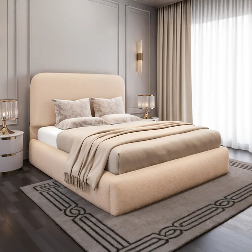 Cloud Bouclé bed With Optional Ottoman Gas Lift Storage