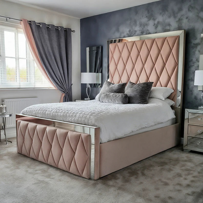 Diamond Mirror Luxury Bed Frame With Optional Storage