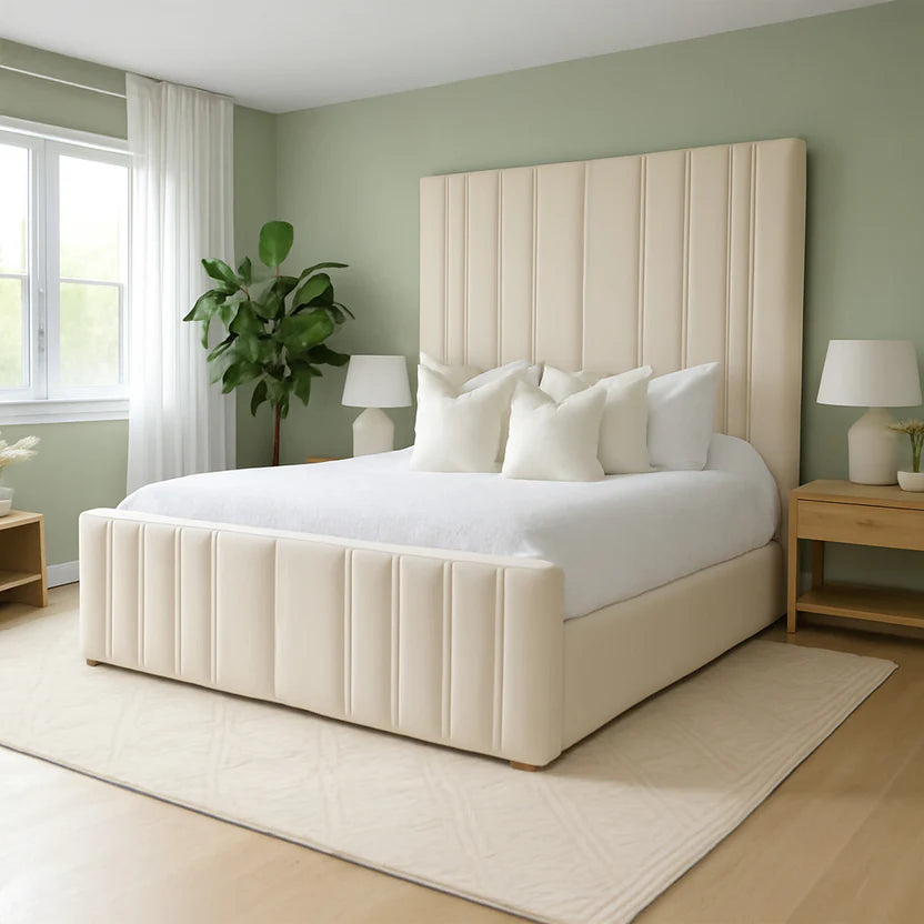 Crown Panel Luxury Bed With Optional Ottoman Gas Lift Storage