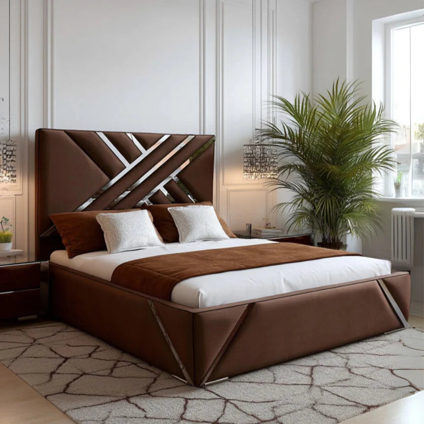 Aurum Geo luxury Bed With Optional Ottoman Gas Lift Storage