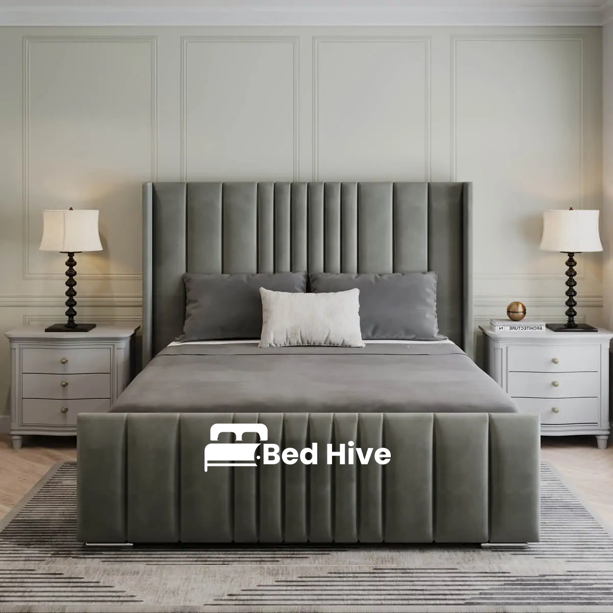 Manhattan Bed Frame WithLines And Optional Storage