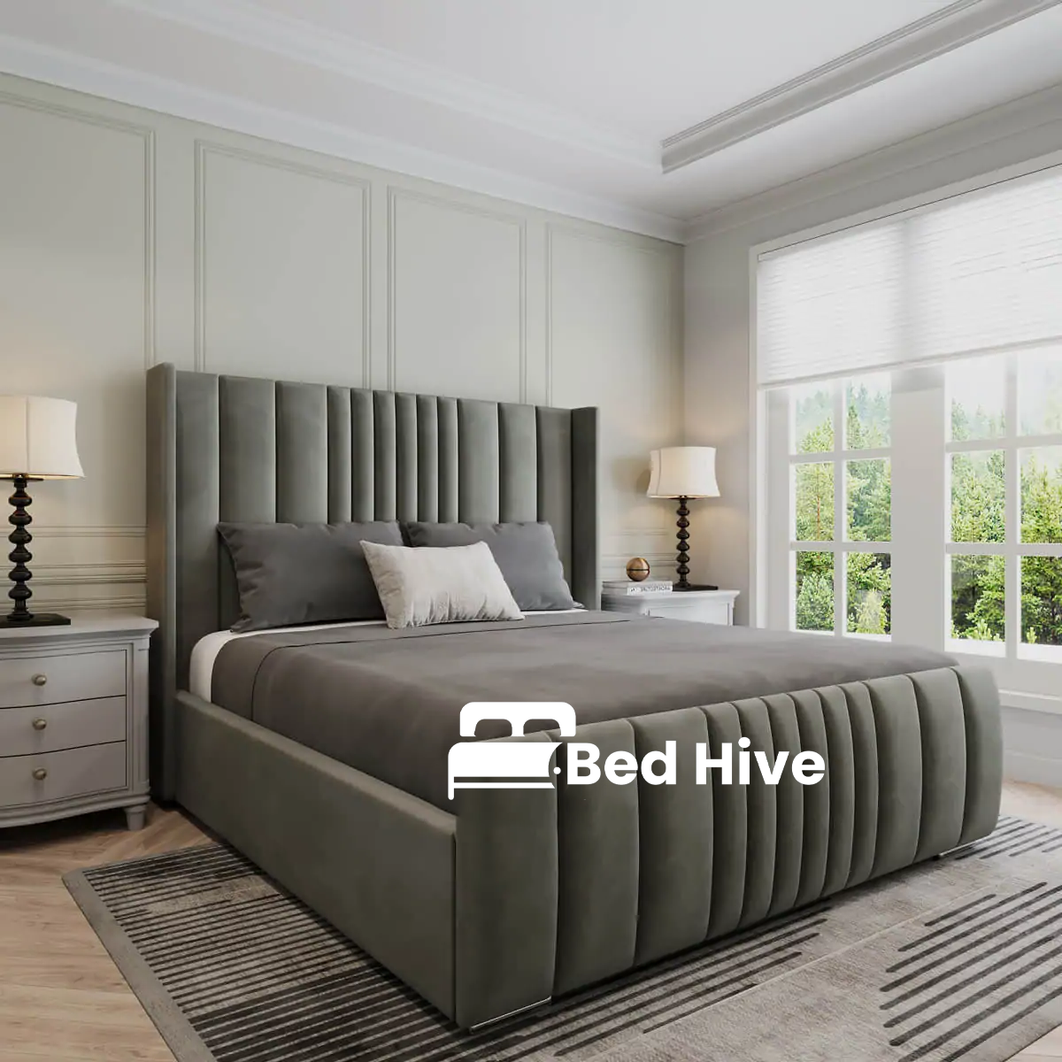 Manhattan Bed Frame WithLines And Optional Storage